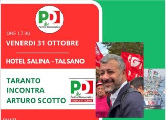Il Consigliere del Presidente della Regione Puglia, Cosimo Borraccino, presente all’incontro con l’On. Arturo Scotto