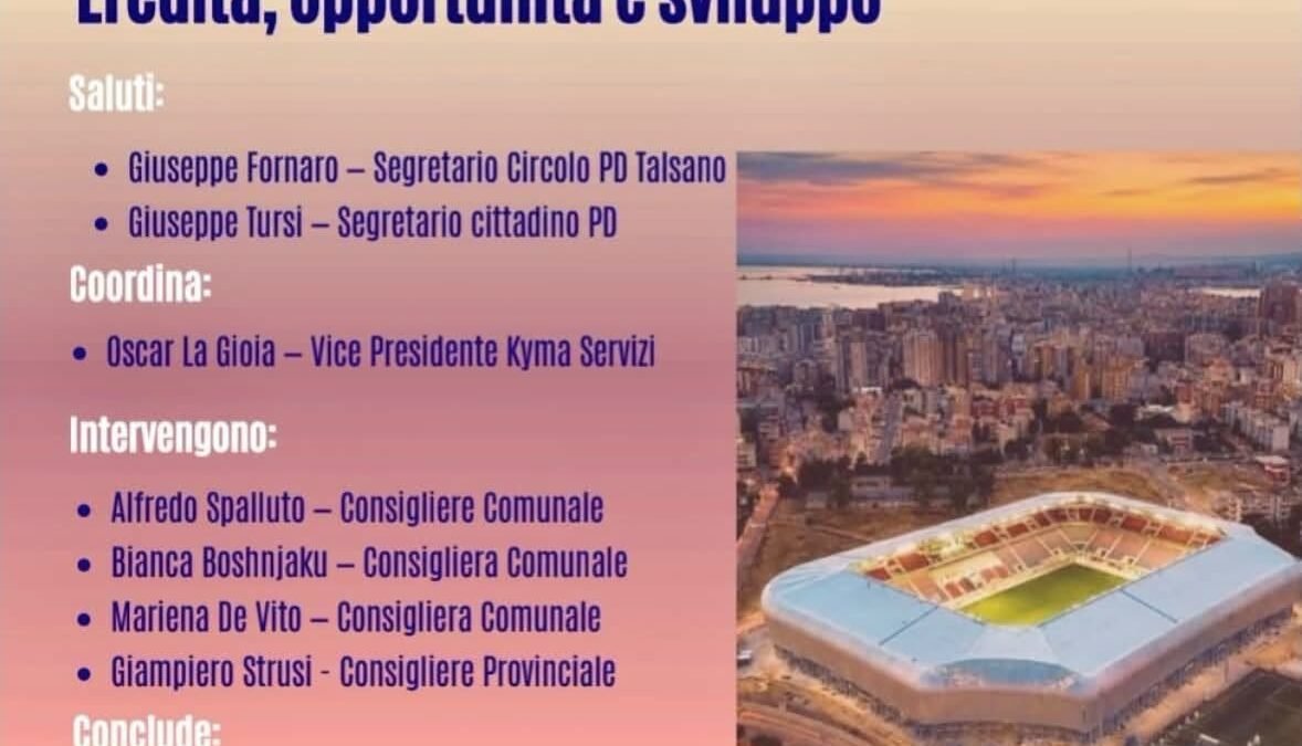 Borraccino a Talsano per il convegno sul futuro di Taranto dopo i Giochi del Mediterraneo. Le sue parole
